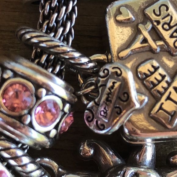 Brighton Pink & Silver Plated Slide Charm Bracelet 17 Charms! EUC - Picture 14 of 14
